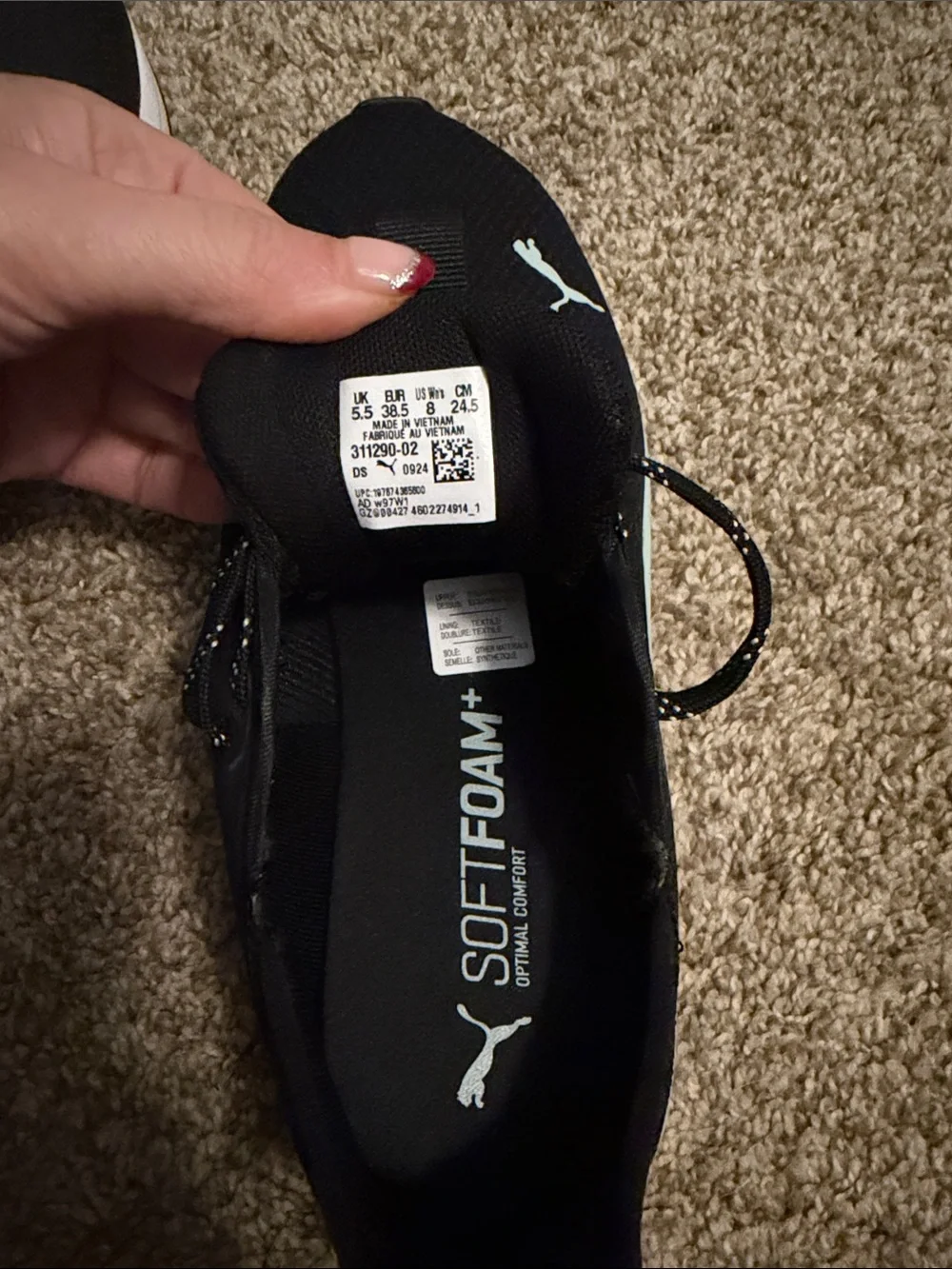 Puma Black Athletic Running Sneakers with Light Blue Accents Softfoam